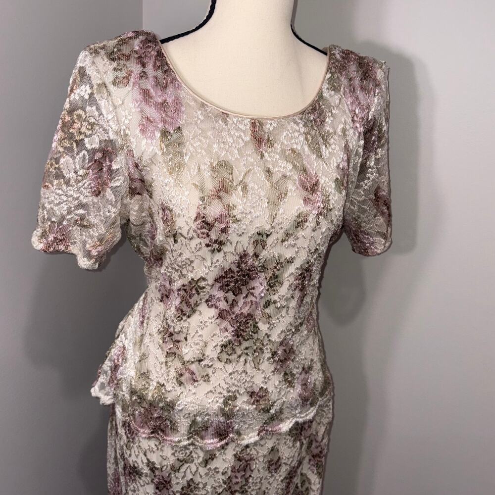 Vintage Connected Floral Embroidery Lace Dress 90s Fairycore Romantic Garden 12